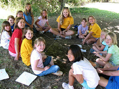 Young Campers Play a Group Game with String