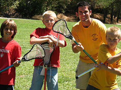 Young Boy Campers Hold Lacrosse Sticks at Sports