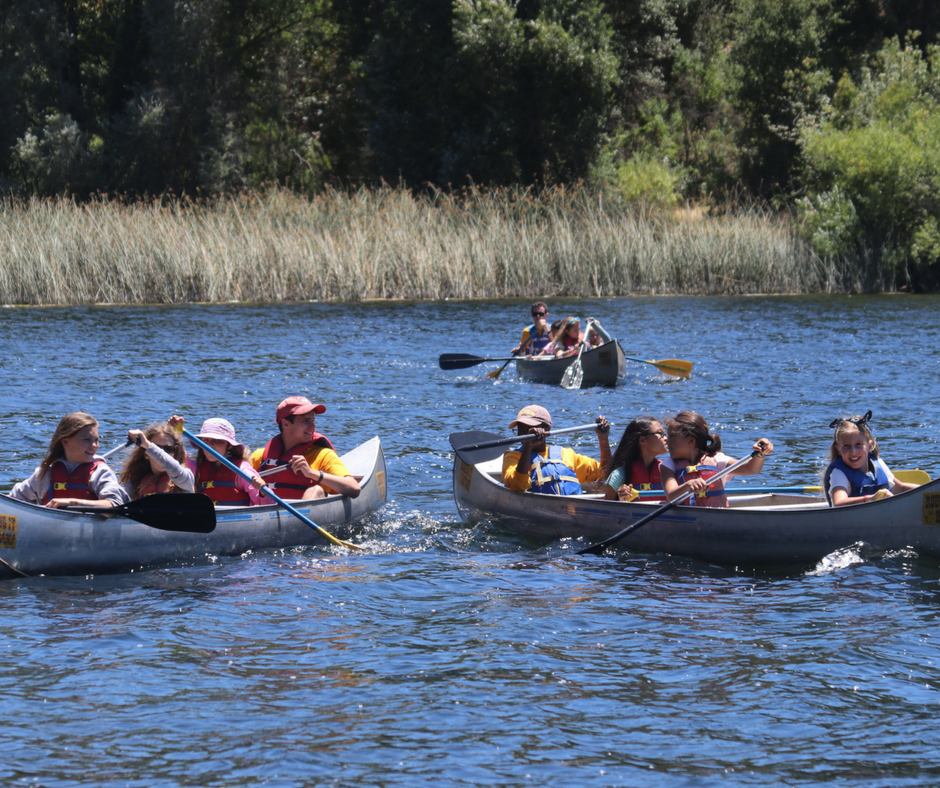 Group canoeing on the Reservoir