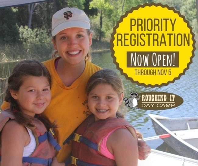 counselor and campers boating at lafayette reservoir with roughing it day camp 