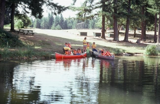 Campers with canoe.