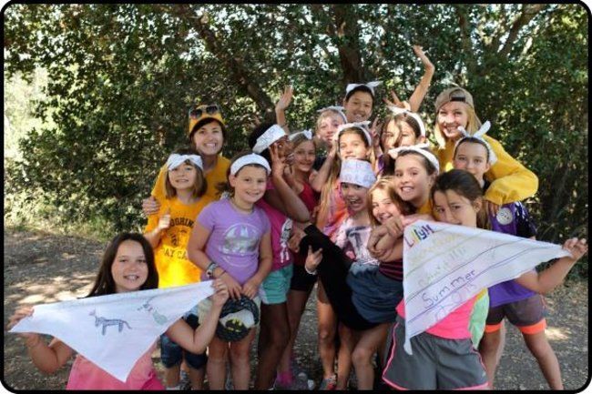 campers and counselor doing environment activity at the lafayette reservoir at roughing it day camp 